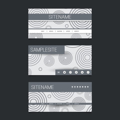 Web Design Elements - Header Design Set with Black and White Abstract Vintage Style Background Pattern