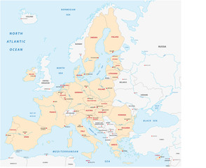 Member states of the european union map without united kingdom