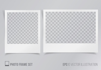 Set of polaroid frames with transparent background vector illustration, frames with shadow