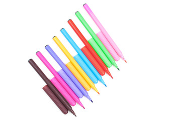 Colored markers isolated on white background