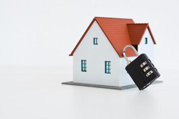 House property with door locker or locksmith on white background