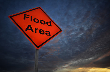 Flood Area warning road sign