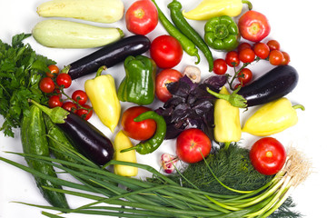 Summer vegetables on white background