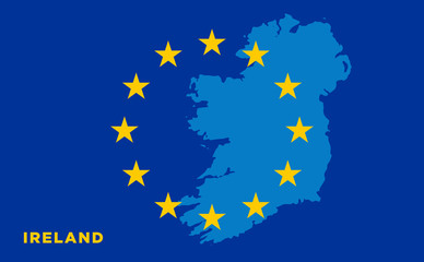 Flag of European Union with Ireland on background