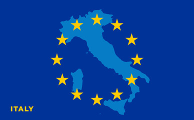 Flag of European Union with Italy on background