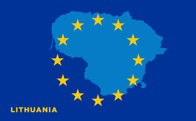 Flag of European Union with Lithuania on background