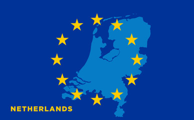 Obraz na płótnie Canvas Flag of European Union with Netherlands on background
