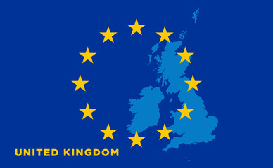 Flag of European Union with United Kingdom on background