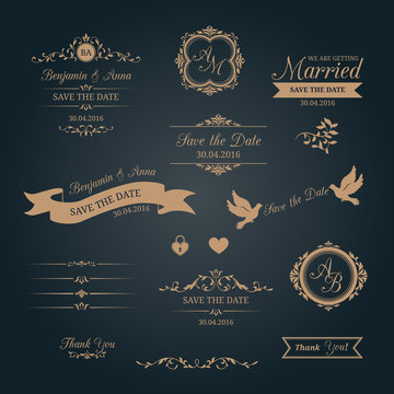 Wedding typography with monograms