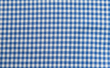 Blue and white tablecloth background , plaid fabric texture