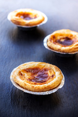 Egg tart on a grunge background