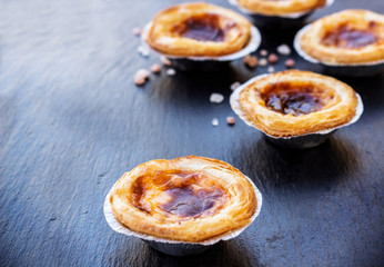 Egg tart on a grunge background