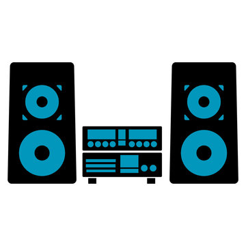 black and blue stereo speakers and receiver clip art preview