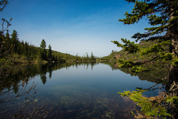 view reflection mountain lake