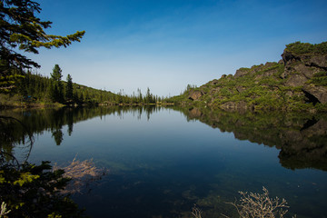 view reflection mountain lake