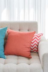 colorful pillows on classic sofa style in living room