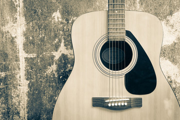 detail of classic guitar (vintage filter)