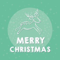 Merry Christmas and happy holidays concept represented by deer cartoon icon. colorfull and flat illustration