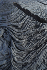 Hardened lava rock from eruptions