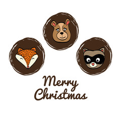 Merry Christmas and happy holidays concept represented by cartoon animals icon. isolated and flat illustration