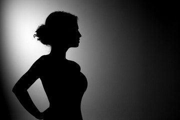 silhouette of beautiful woman