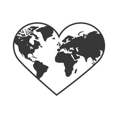 Planet concept represented by earth in form of heart shape icon. isolated and flat illustration 