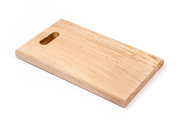 Kitchen wooden cutting board isolated over white