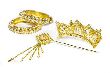 Luxury golden jewelry and gemstone