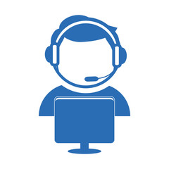 Call center concept represented by Operator man icon. isolated and flat illustration 