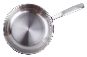 Foto op Aluminium Steel frying pan isolated on white background © sun_time