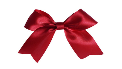 Red ribbon on blue white  background.