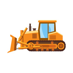 Obraz na płótnie Canvas Orange bulldozer icon, cartoon style