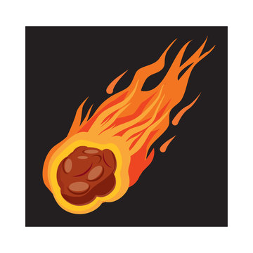 Falling Meteorite Icon, Cartoon Style