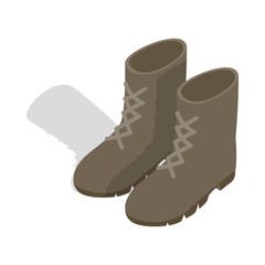 Combat military boots icon, isometric 3d style
