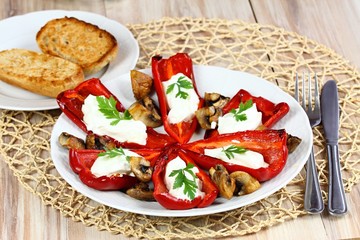 Stuffed grilled pepper filled with cream cheese. 