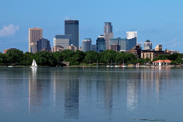 Minneapolis Skyline Reflecting in Lake Calhoun