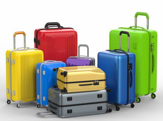 colorful luggages in various size