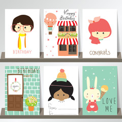 Colorful collection for banners,Flyers,Placards with girl,door,w