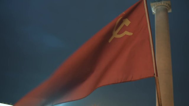 Fluttering flag of the Soviet Union