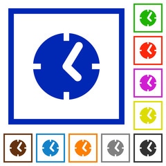Clock framed flat icons