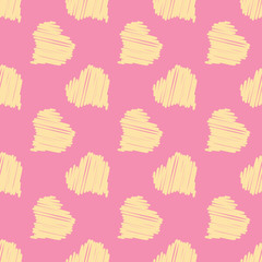 Big Yellow Hearts on Pink Background Seamless Pattern