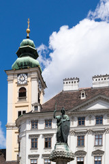 Scots Abbey tower on Freyung square, Vienna, Austria