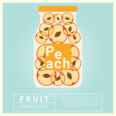 Infused water fruit recipe with peach, vector, illustration