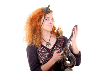 girl with exotic animals