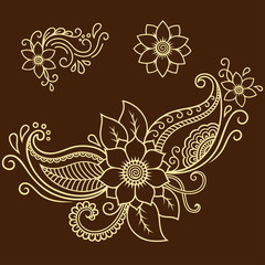 Henna tattoo flower template.Mehndi.

