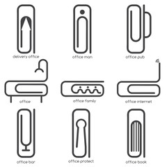 simple vector concept web icons on office theme with different f