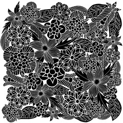 Floral ornament .Black and white pattern.Zentangle. Hand drawn art. Doodle. Vector illustration.