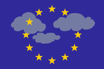 Clouds in the Sky of Europe, vector illustration