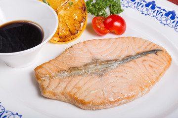 Prepared salmon steak
