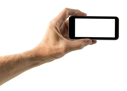 Isolated image of hand with smartphone screen